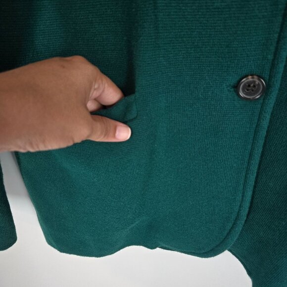 J. Crew Factory Green Knit Sweater Blazer Jacket Cotton Women's Size Medium - Picture 4 of 10